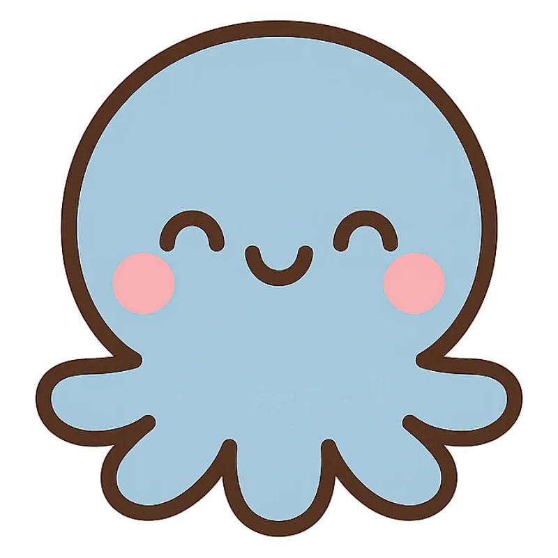 Blue Octopus Kawaii Smile