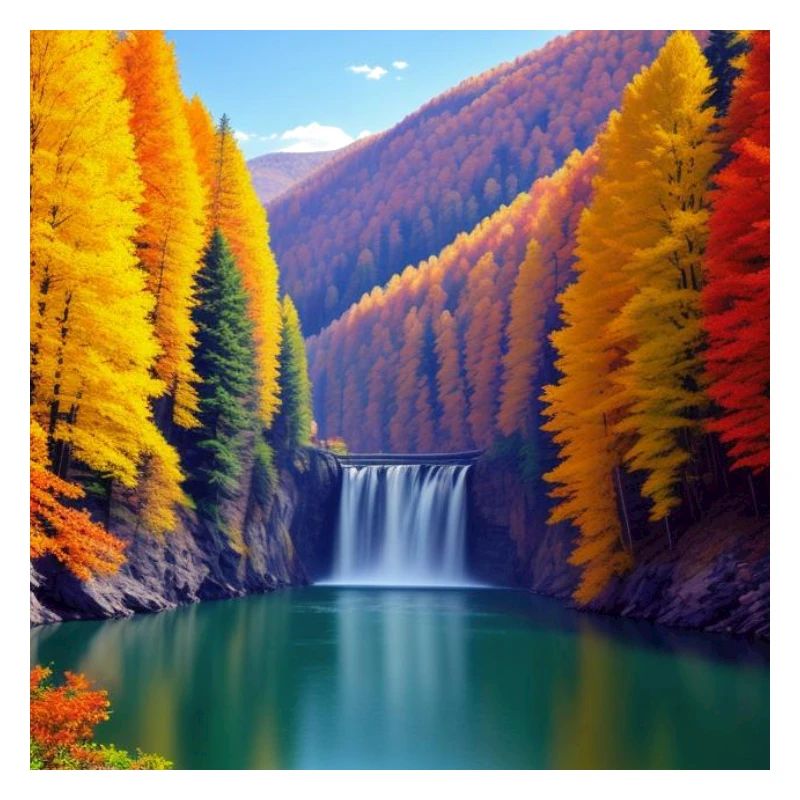 Wasserfall Herbst Goldener Wald