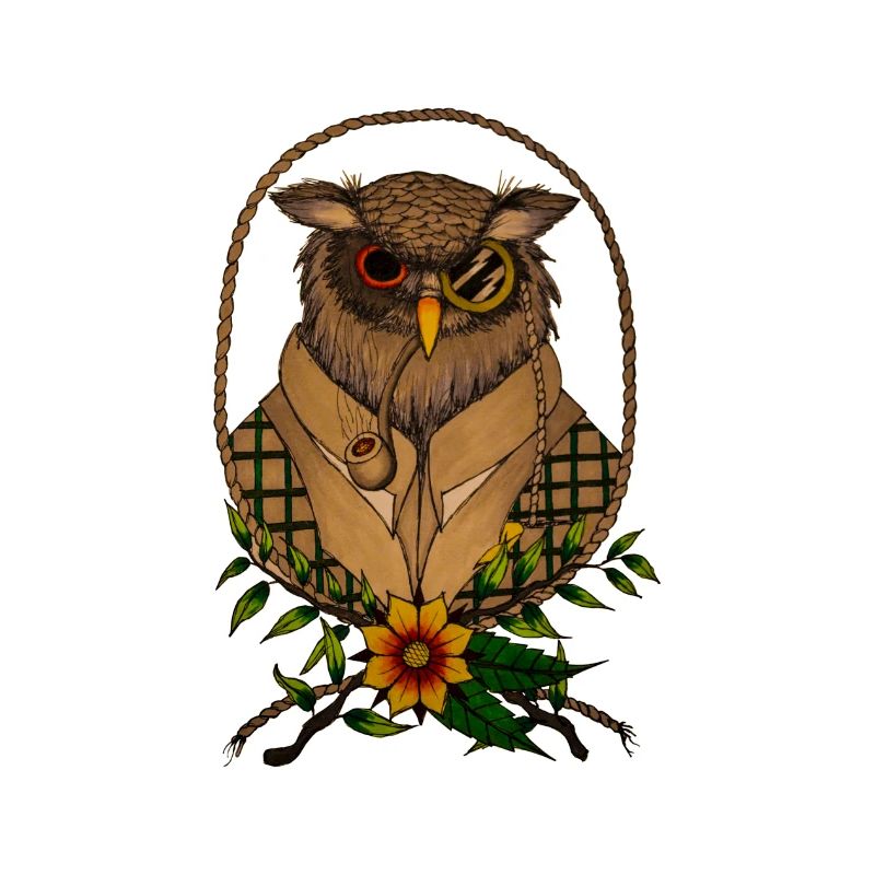 Professor Eule mit Pfeife Geschenk