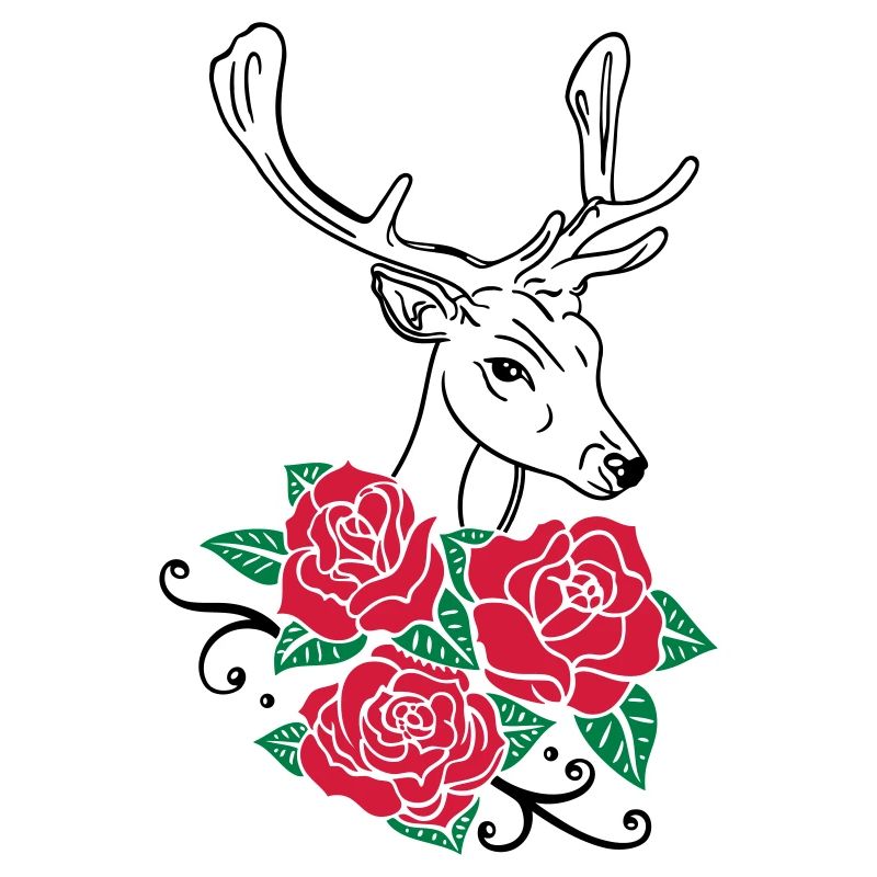 Deer Deer Antlers Roses October-Fest