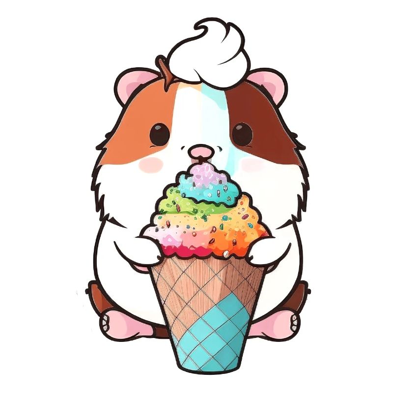 Kleiner Hamster mit buntem Eis