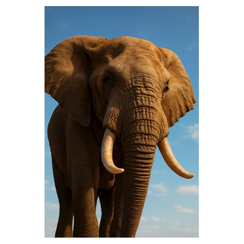 Éléphant en gros plan avec le soleil