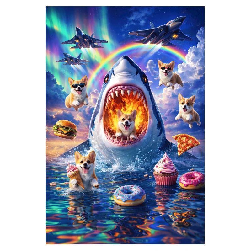 Requin chiot dans le chaos des couleurs