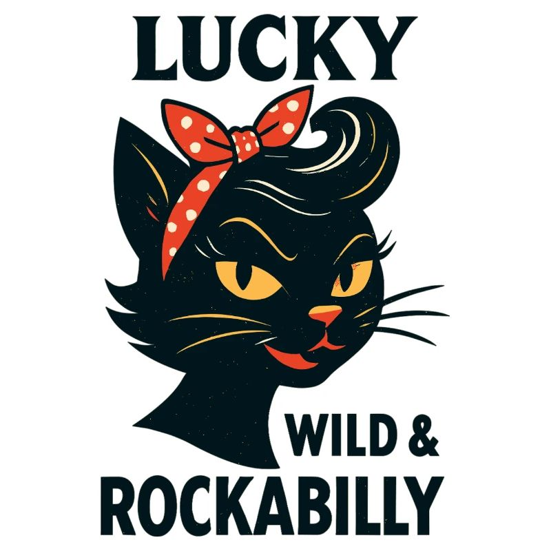 Lucky, Wild & Rockabilly: Schwarze Retro Katze
