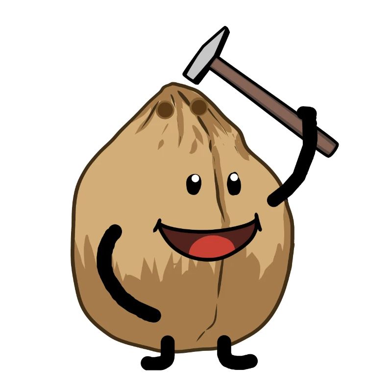 Noix de coco marteau craquant la nourriture de noix