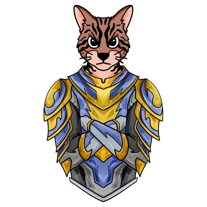 Chevalier Chat Chat Race Bengale Chat avec Armure