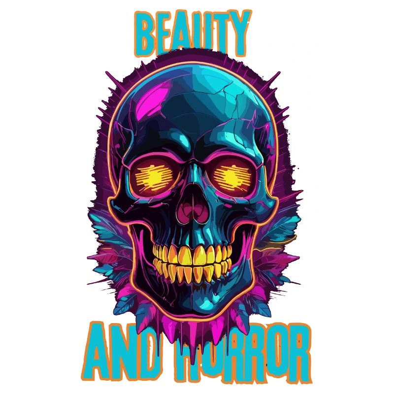 Colorful skull with feathers
