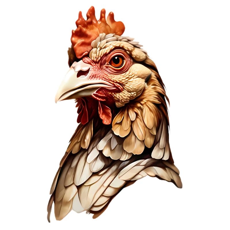 Tête de poulet réaliste - Graphique d’animal de la ferme