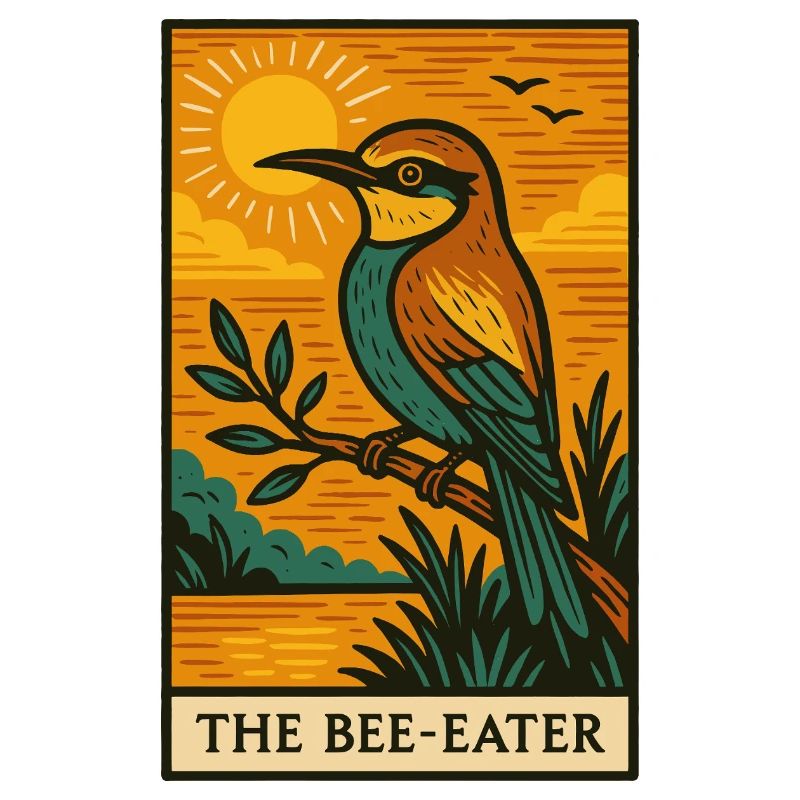 L’illustration du coucher de soleil du guêpier