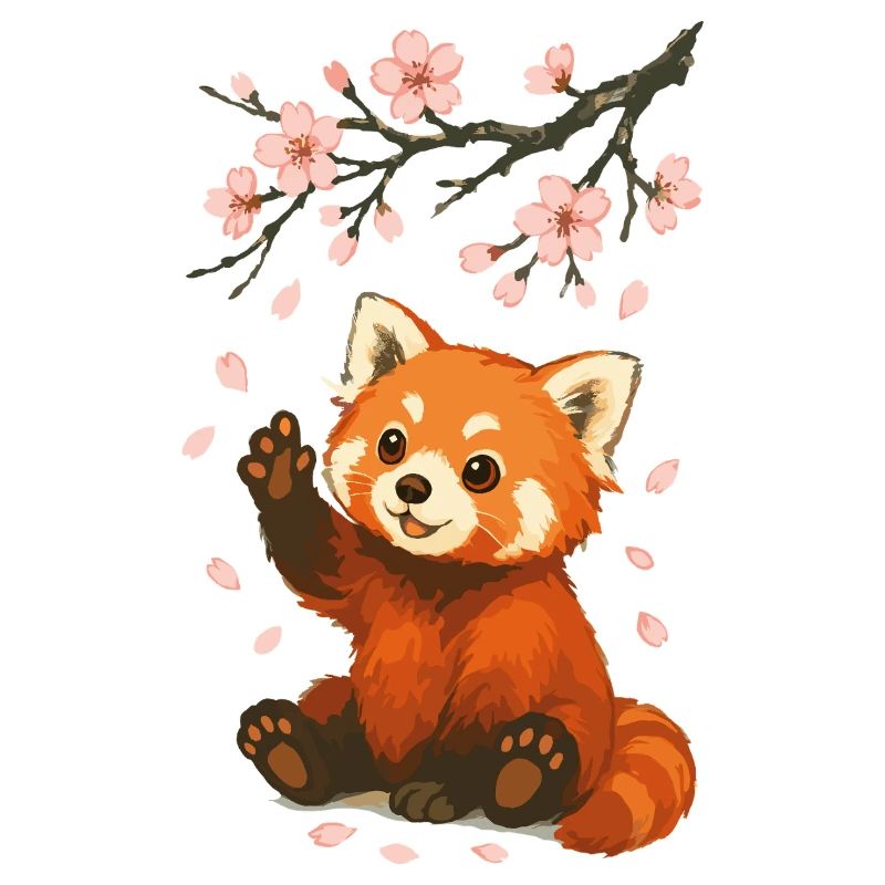 Red Panda, Panda Bear, Japanese, Cherry Blossoms