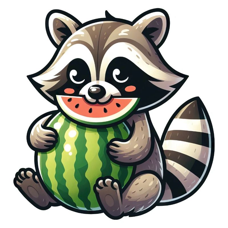 Raton laveur à la pastèque fruité drôle