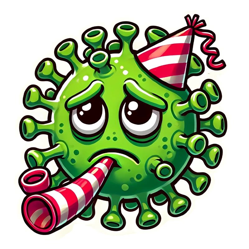 Sad Germ Party Sticker Design