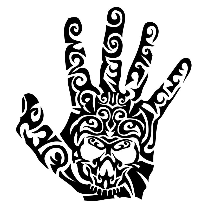 Stammes-Schädel Hand Kopf tot tot Hand ein