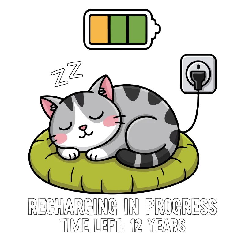 Recharging in Progress Cat