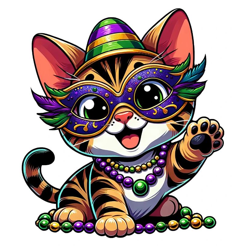 Mardi Gras Bengal chat, look comique