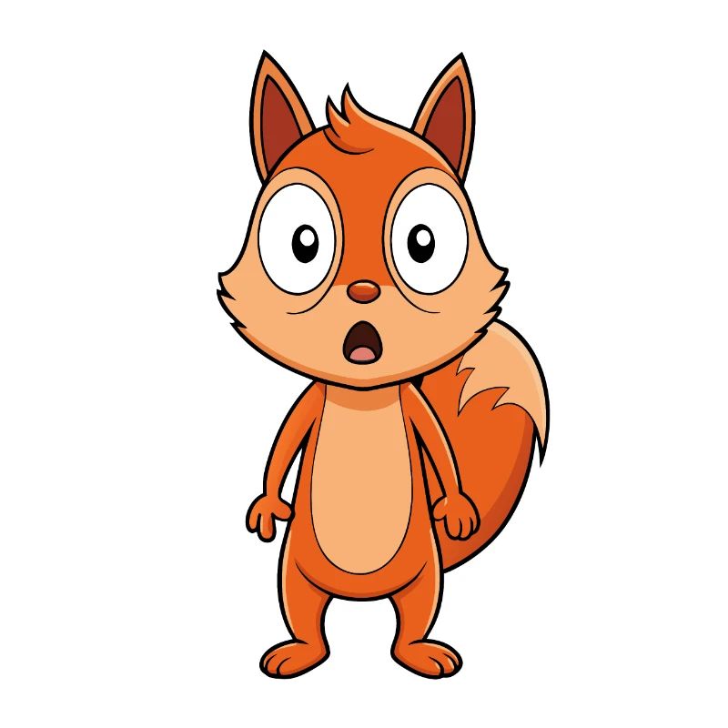 Startled Squirrel with Wide Eyes Cartoon