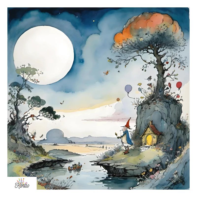 Paysage onirique de sorcier de dessin animé