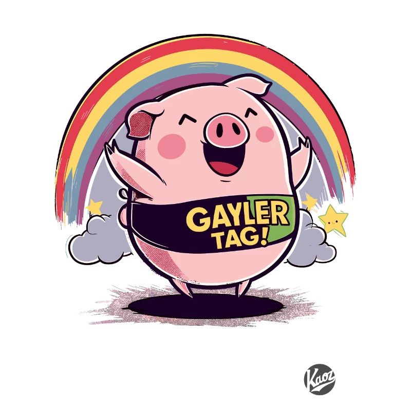 Journée avec le cochon arc-en-ciel rose