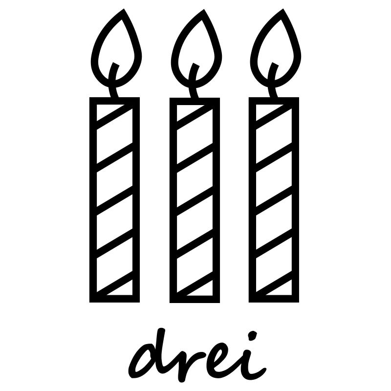 three birthday candles