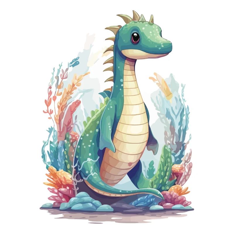 Conception de dessin animé de dinosaure sous-marin mignon