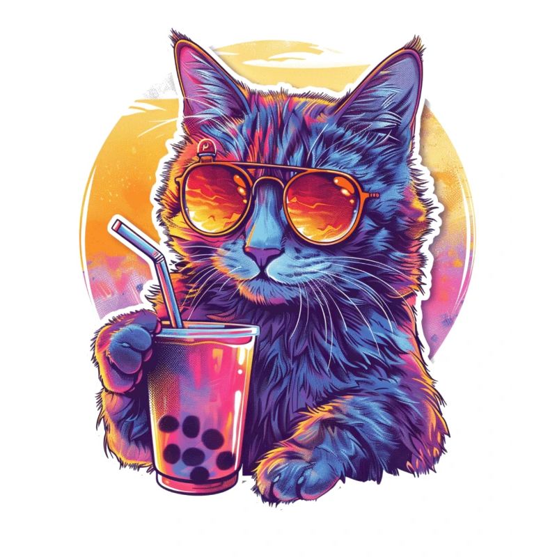 Bubble Tea Getränk Lover Kitten Drink Comic