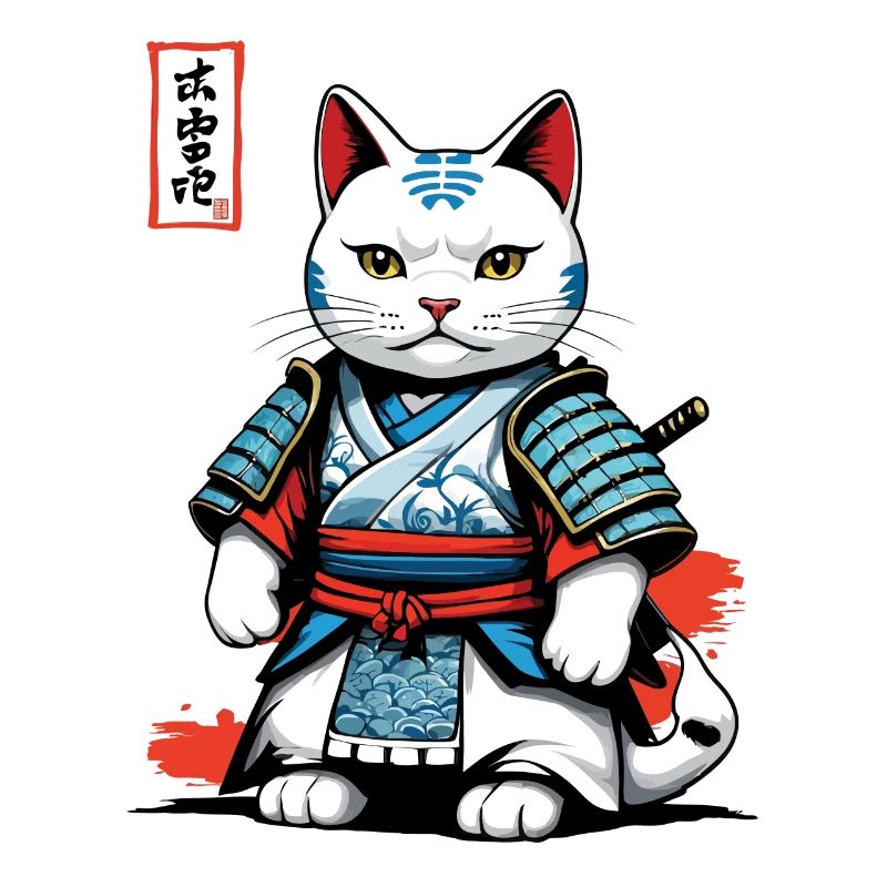 Samurai Cat in Japanese Samurai Artwork