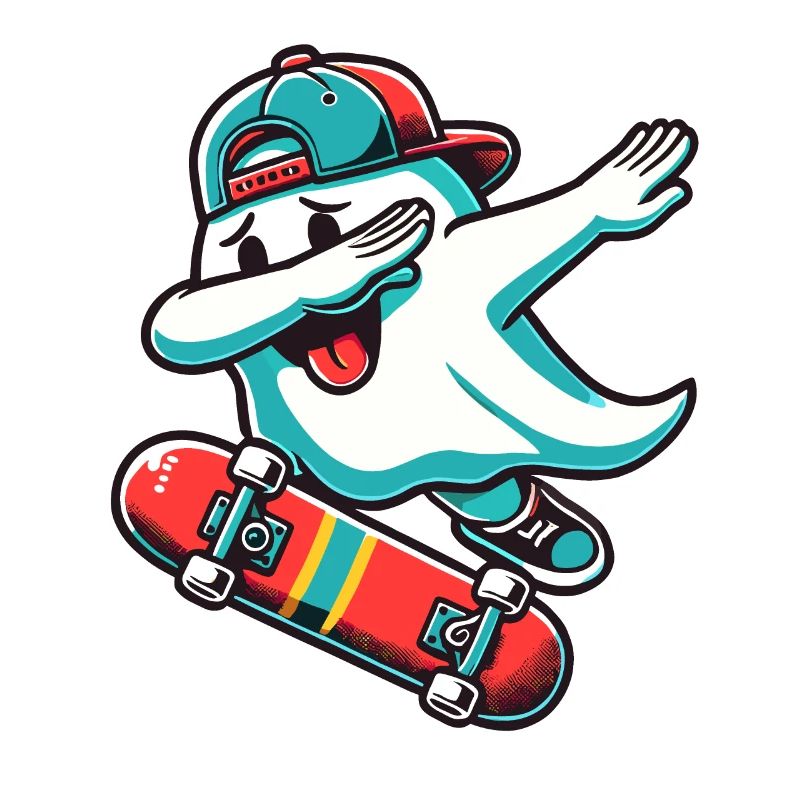 Skateboaring Dabbing Ghost Skateboard Dab