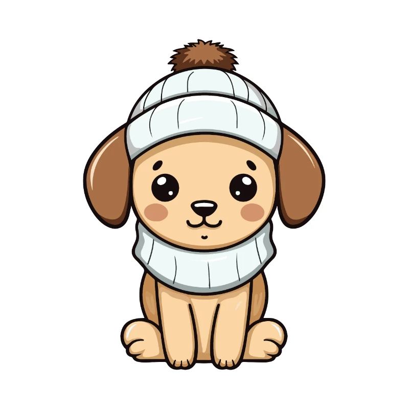 Dog Winter Comic Cute