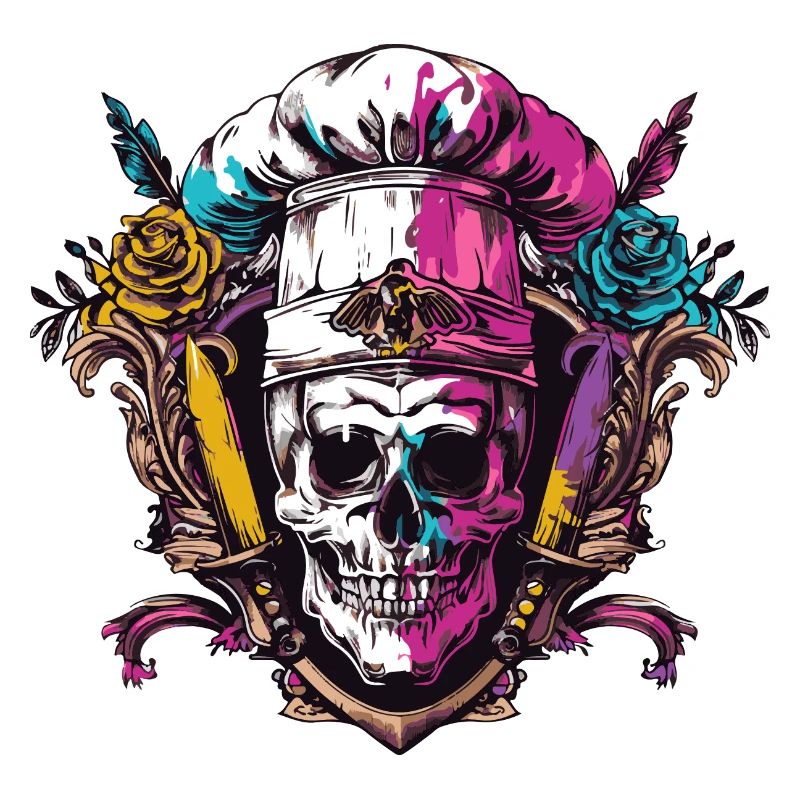 Koch Skull Skelett Chef Wappen