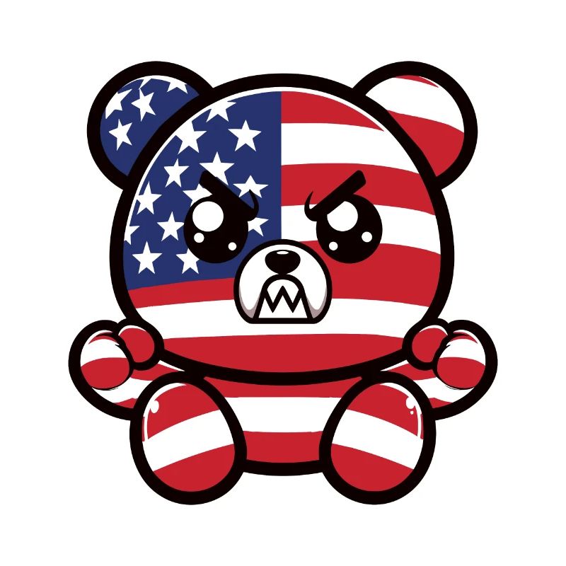 Angry bear cloured as American flag