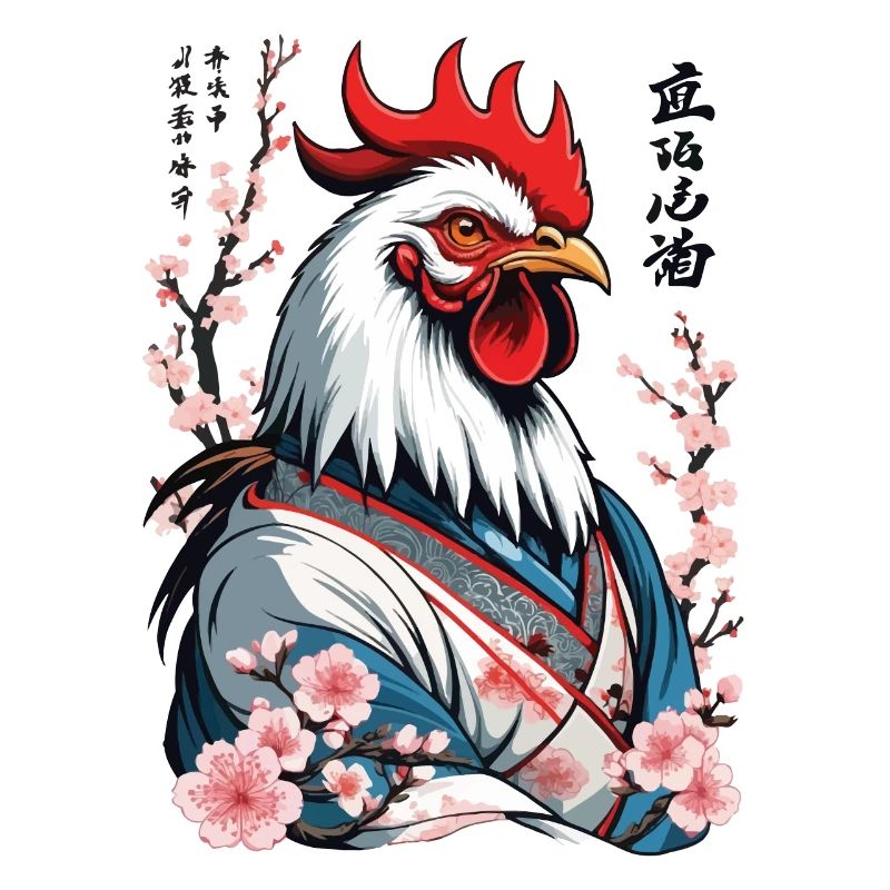Samurai Bild Retro Design Hahn Kampfkunst