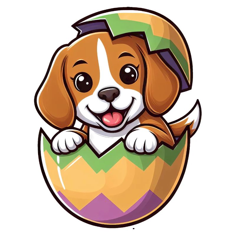 Buntes Osterei mit Schlüpfendem Beagle Design