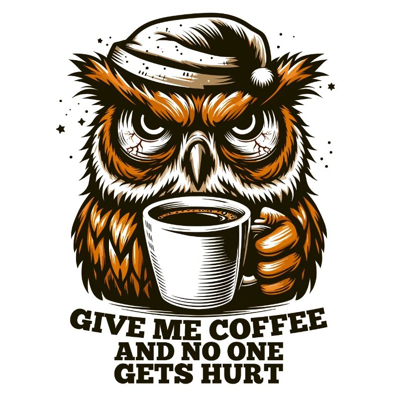 Eule Kaffee müde Geschenk