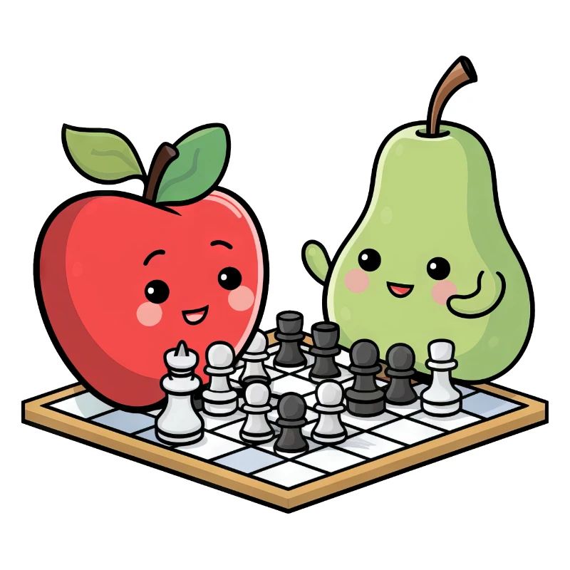 Kawaii Schach Apfel Birne Comic