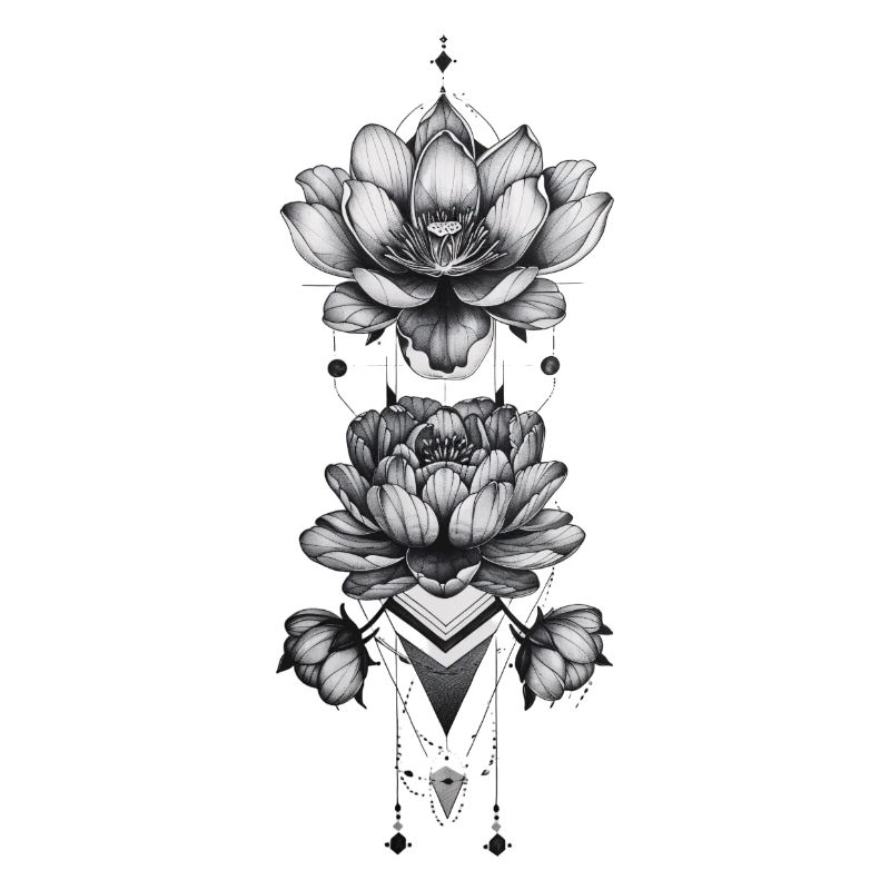 Fleurs de lotus avec des éléments tribaux