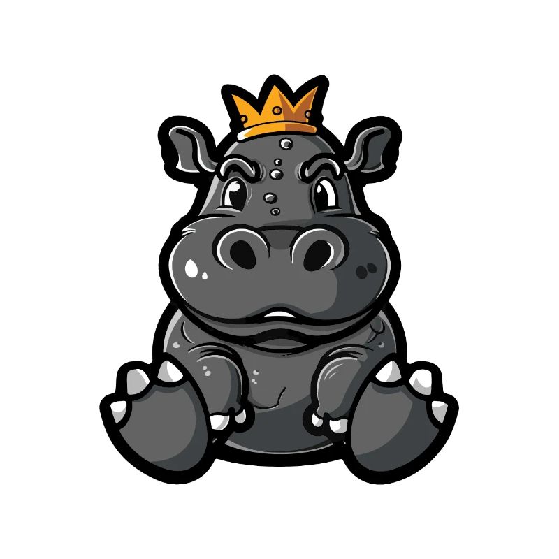 Nilpferd Comic Krone