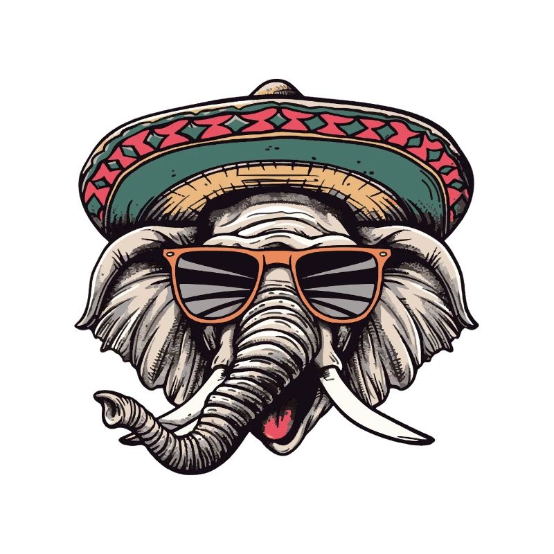 éléphant bande dessinée drôle sombrero