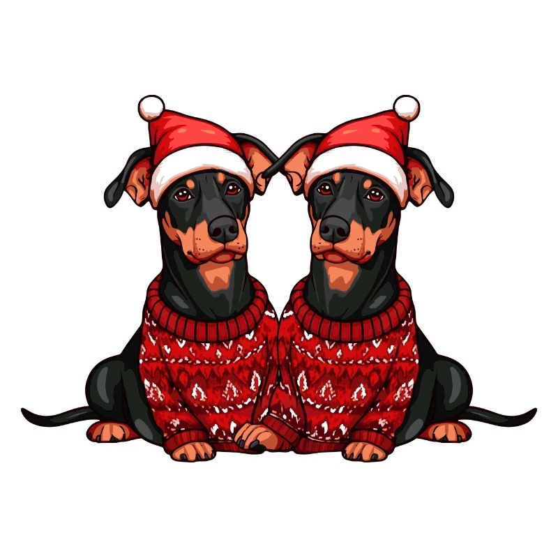 Équipe de Noël du chien doberman