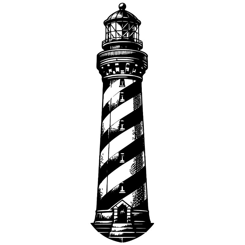 Striped lighthouse on the coast