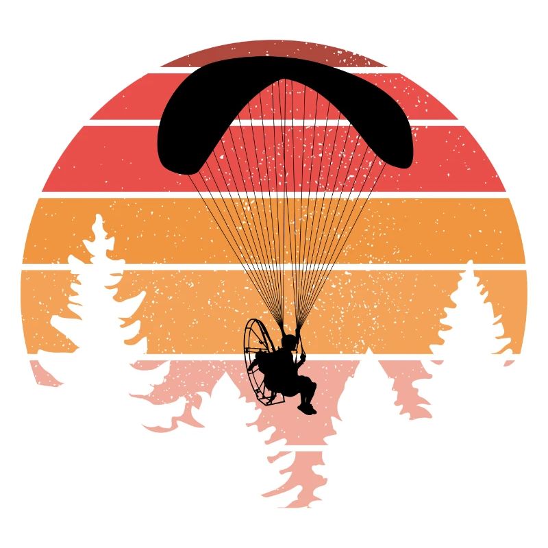 Sunset Paragliding Silhouette Design