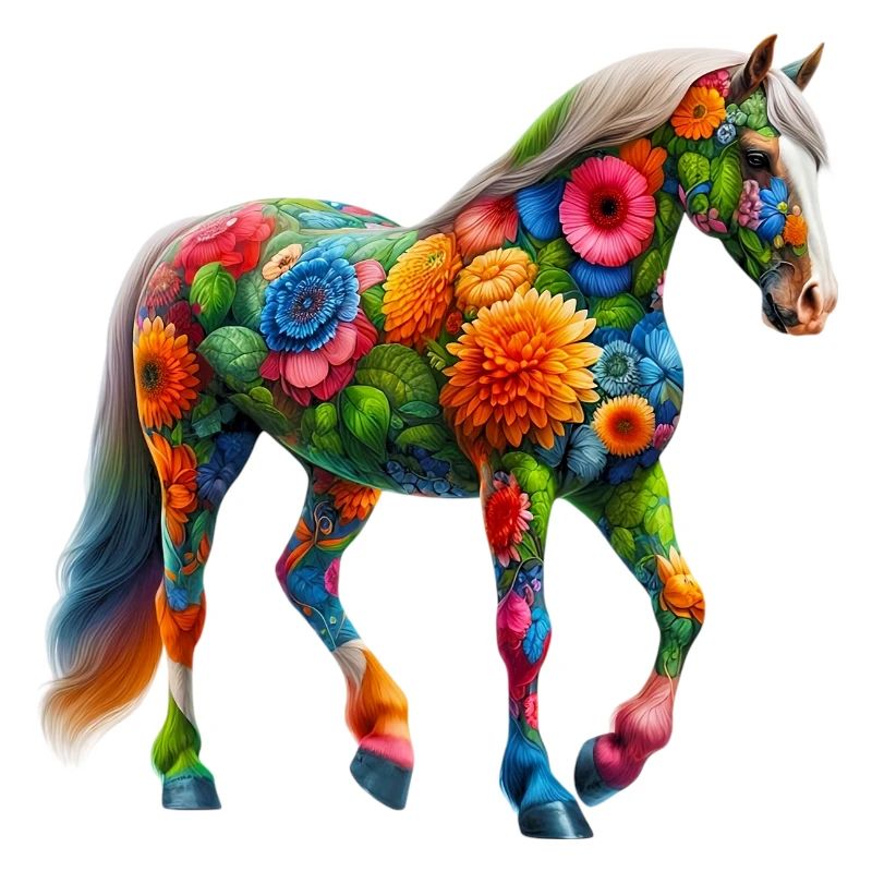 Cheval décoré de fleurs