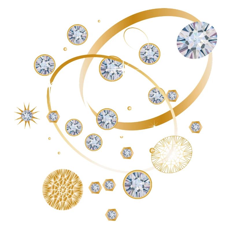 Diamond constellation in golden strips