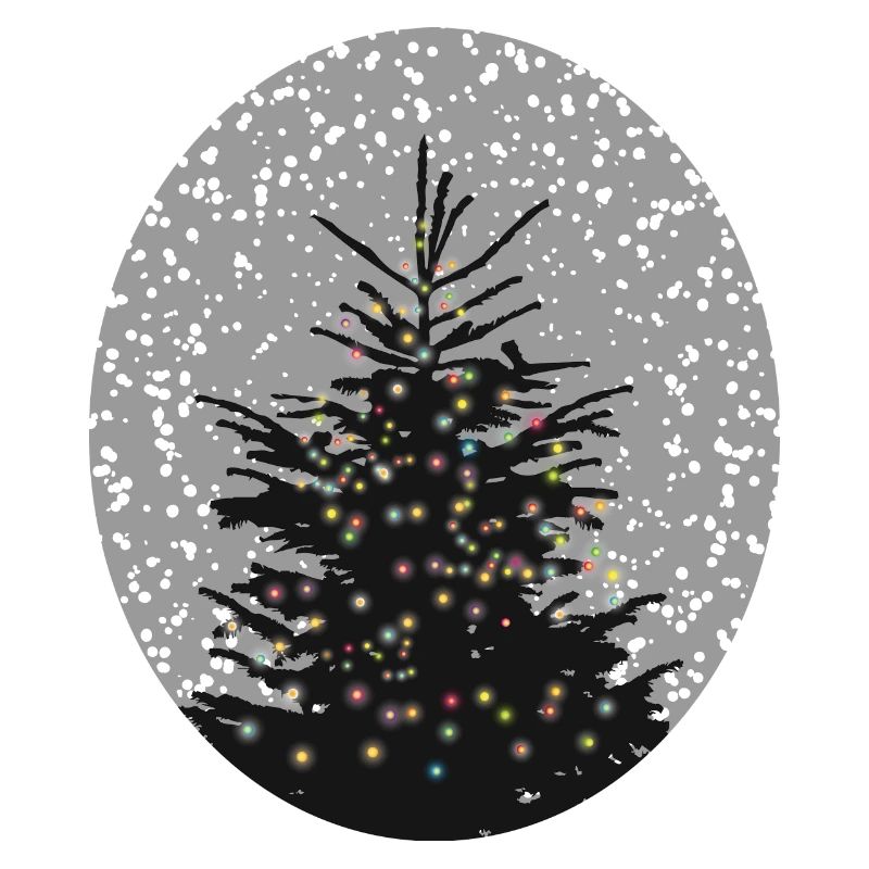 beleuchteter Weihnachtsbaum im Schnee