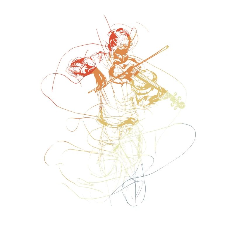 Vintage Violin Player Drawing