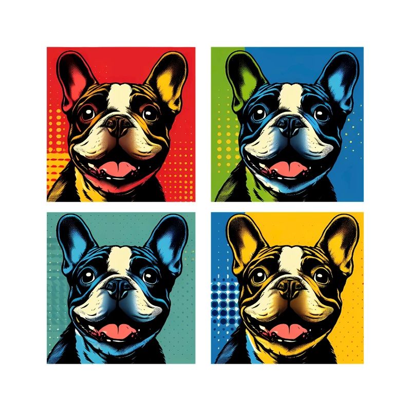 Frenchie Pop Art Bubbles, Pancake, Chonk, Nibbles
