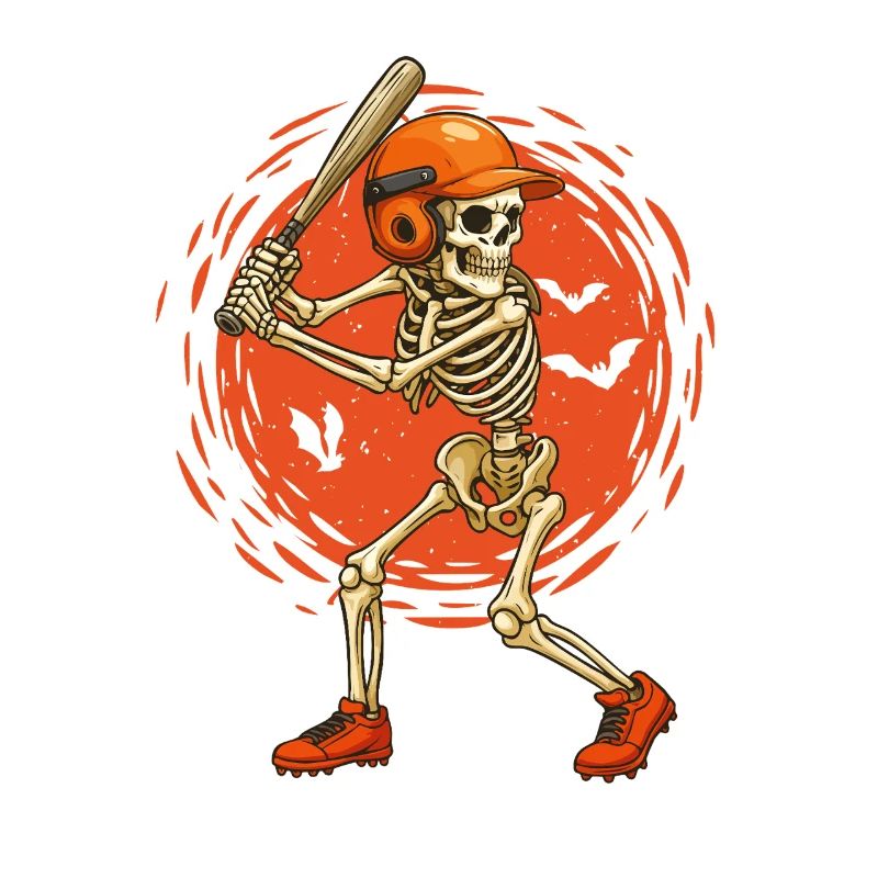 Skeleton Baseball Player Spooky Halloween