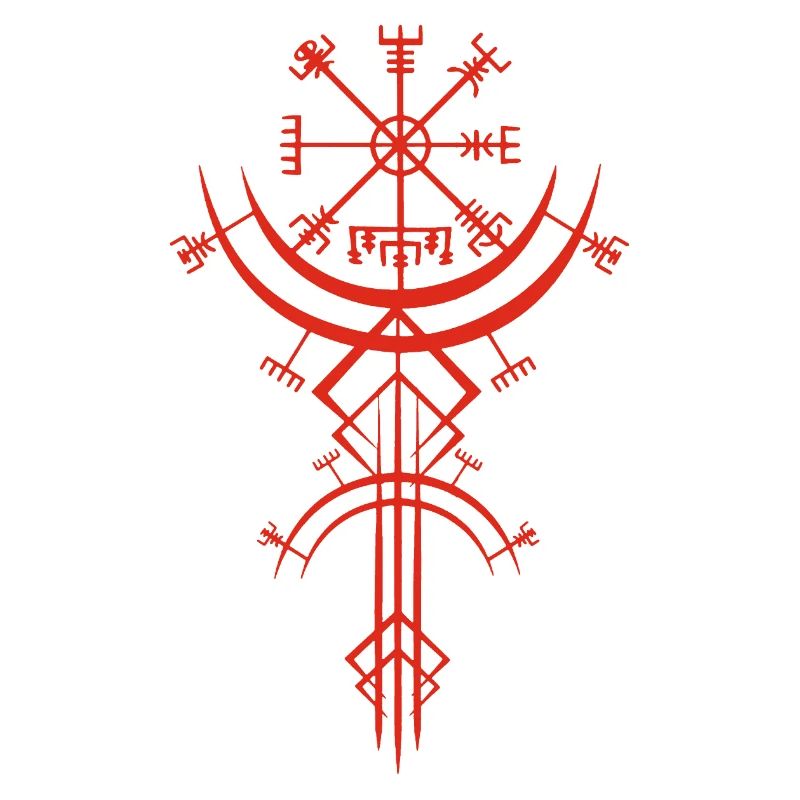 Rotes Symbol eines Wikinger-Kompasses