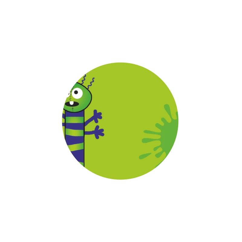 Monstre long et mince et éclaboussures de couleur - Vert Bleu