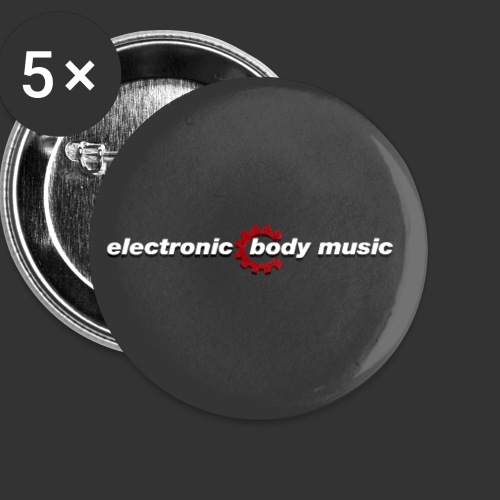 Tekst Electronic Body Music EBM z centrum zębatym - Przypinka mała 25 mm (pakiet 5 szt.)