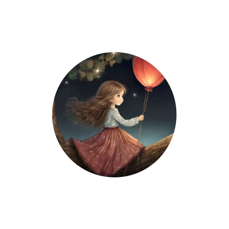 Mädchen mit Herzballon auf einem Ast